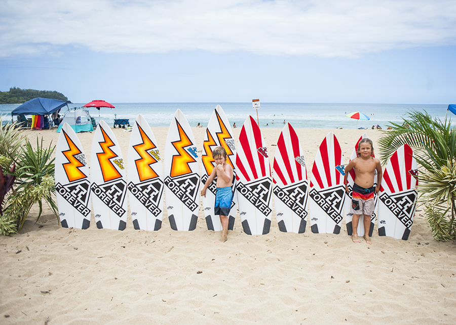 surf board, give away, hanalei, kauai, axel irons, 2017